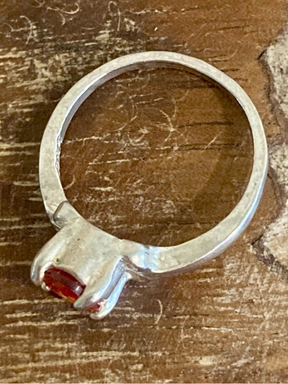 Sterling Silver 925 Orange Red Faceted Gemstone Ring Size 7 - Picture 13 of 13